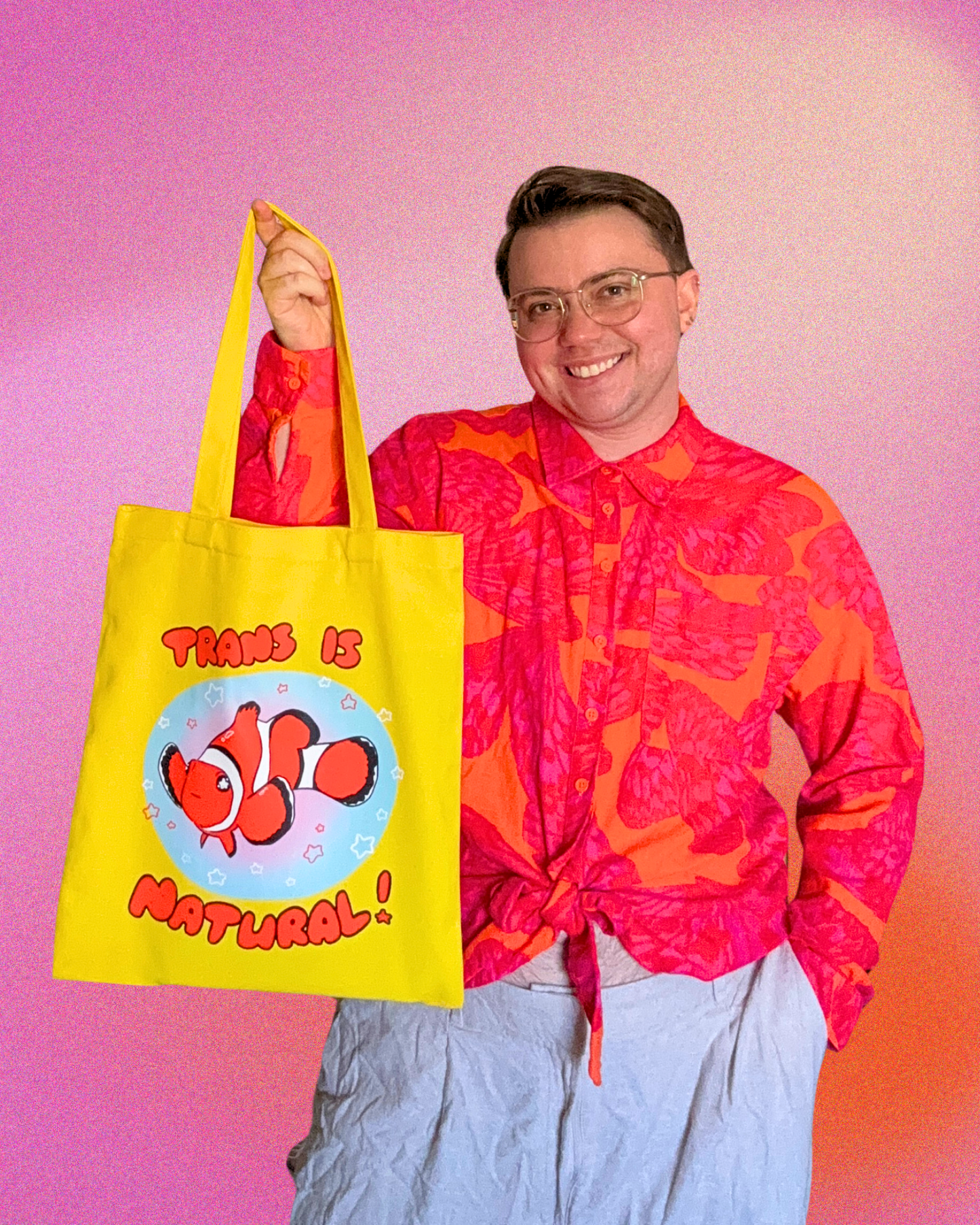 "Trans is Natural" Clownfish Canvas Tote Bag