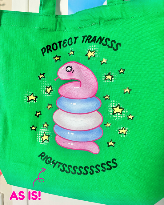 "Protect Trans Rightsss" Snake Canvas Tote Bag