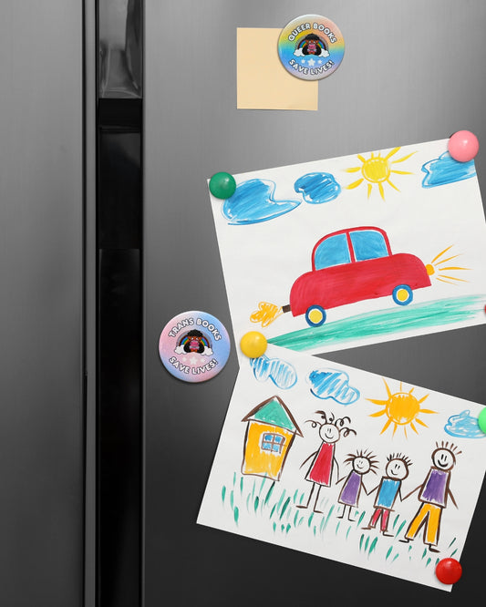 Queer/Trans Books Save Lives Pin or Magnet