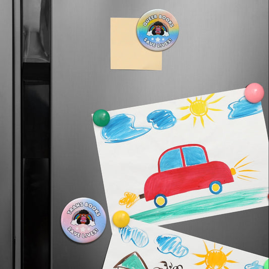 Queer/Trans Books Save Lives Pin or Magnet