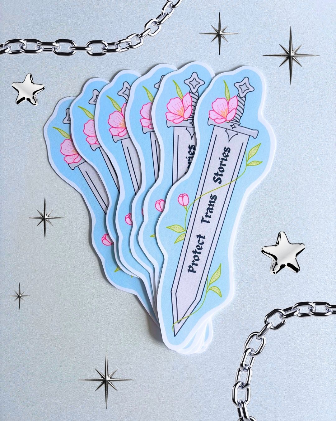 "Protect Trans Stories" Sword Bookmark