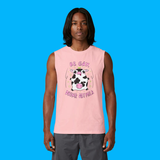 "Be Gay, Drink Oatmilk" Silly Cow Muscle Tank