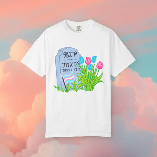 "R.I.P Toxic Masculinity" Trans Pride Graveyard Tee