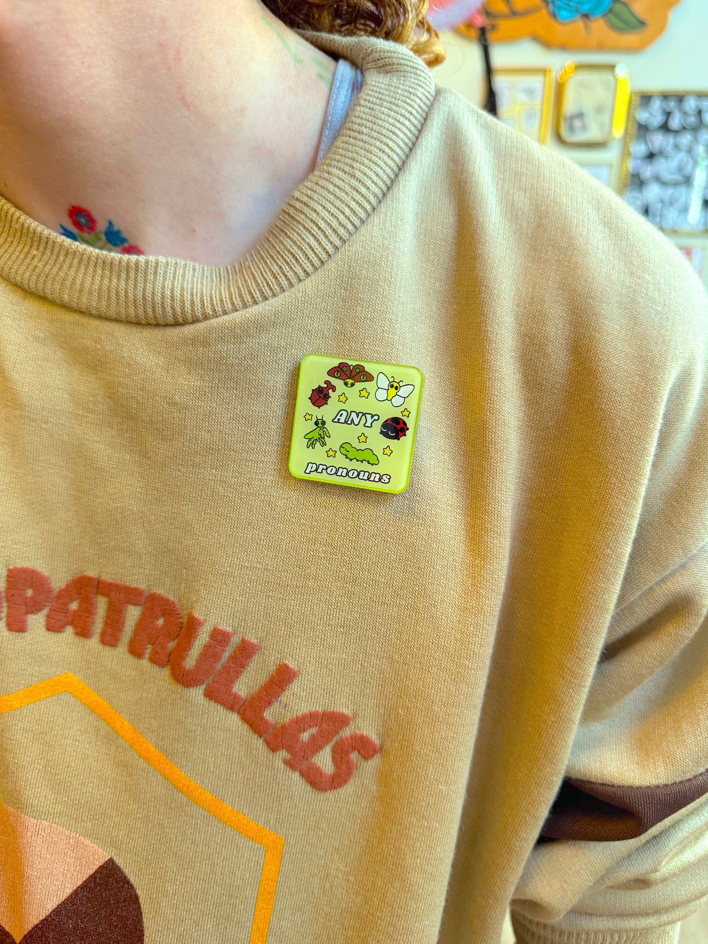 Bug Acrylic Pronoun Pins