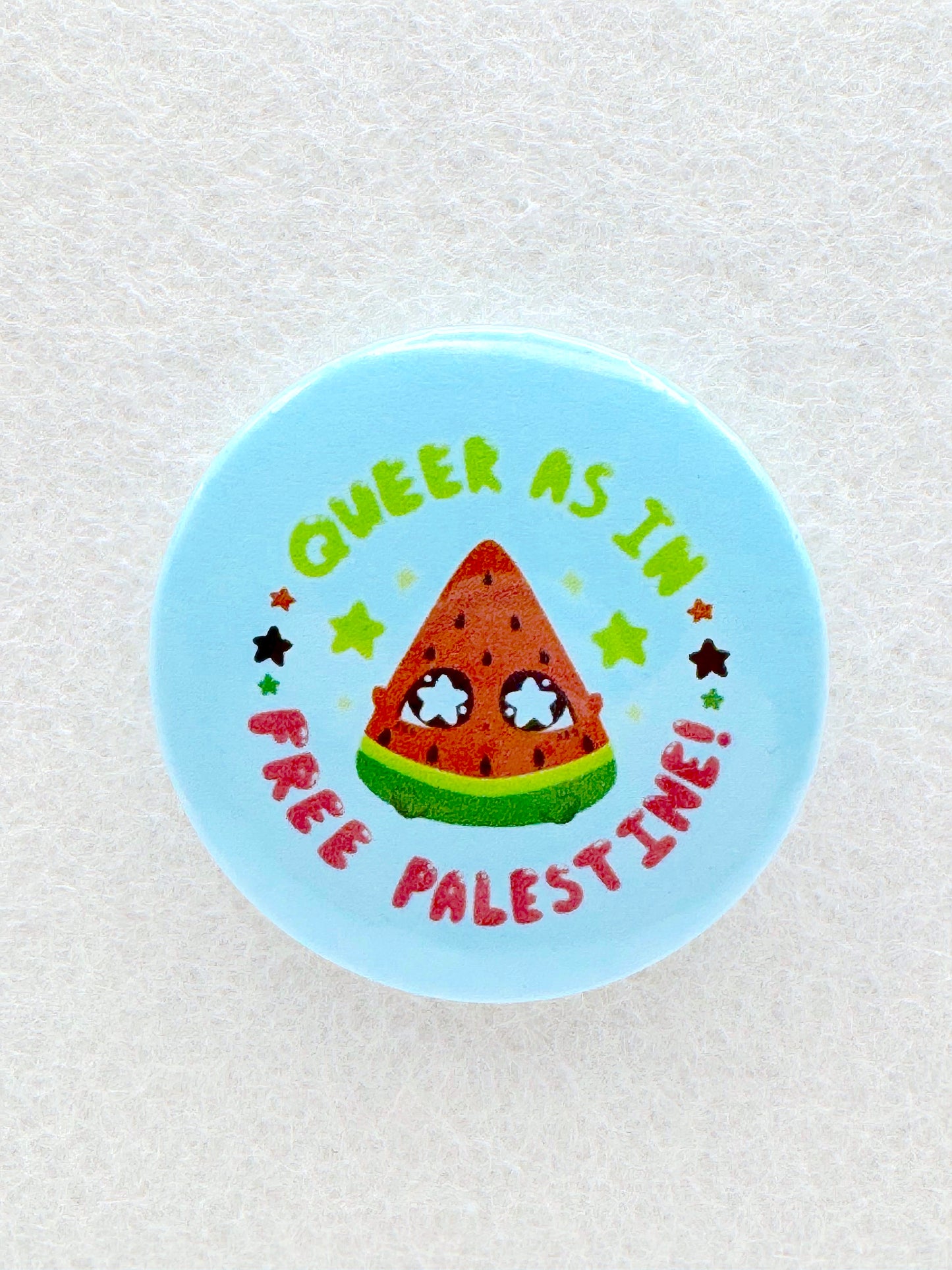 Queer as in Free Palestine Pin