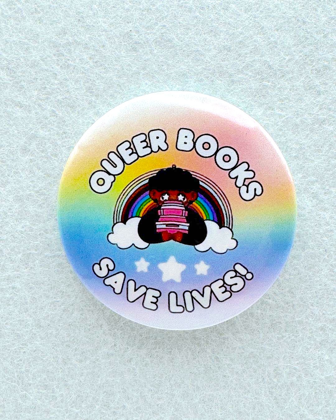 Queer/Trans Books Save Lives Pin