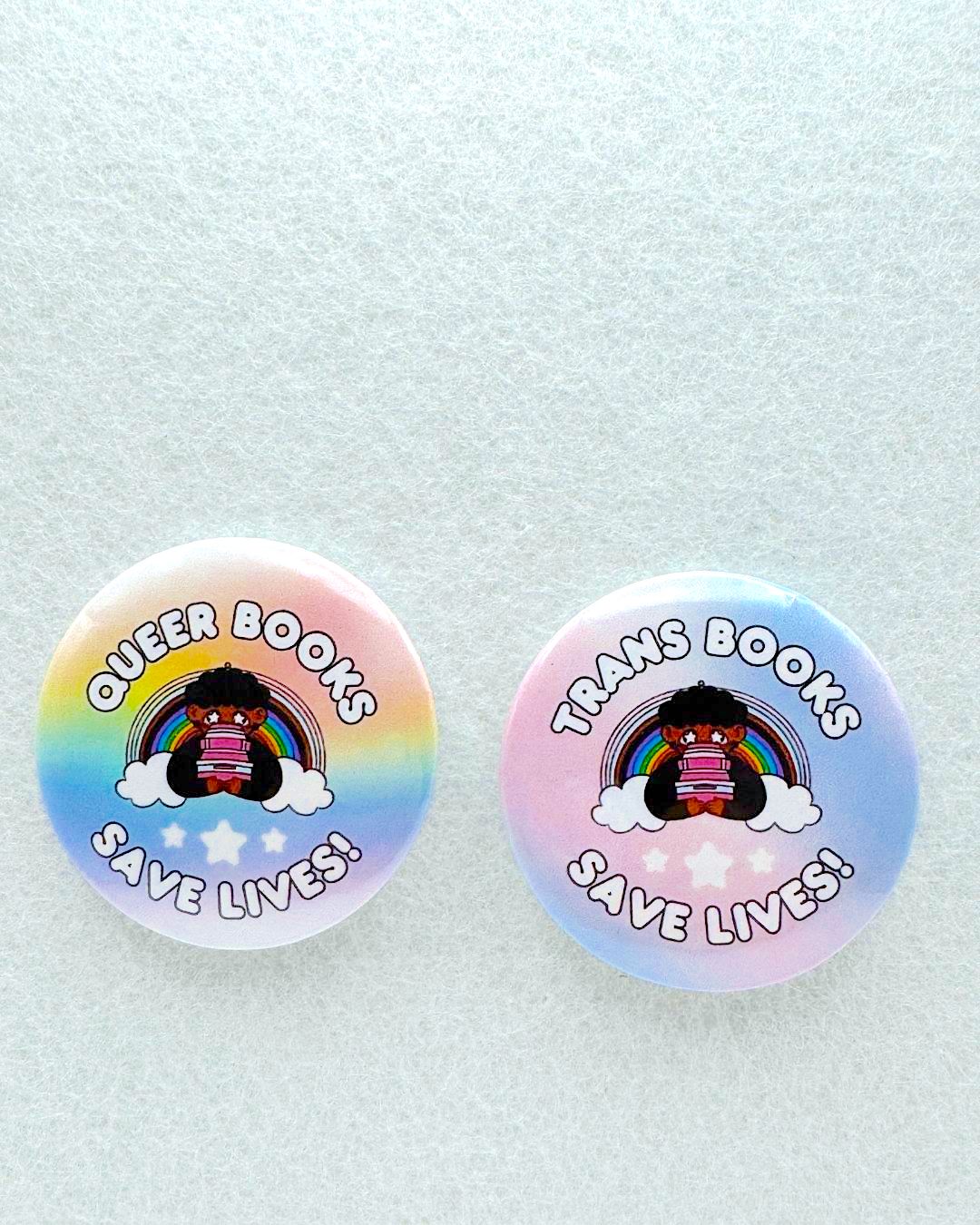Queer/Trans Books Save Lives Pin