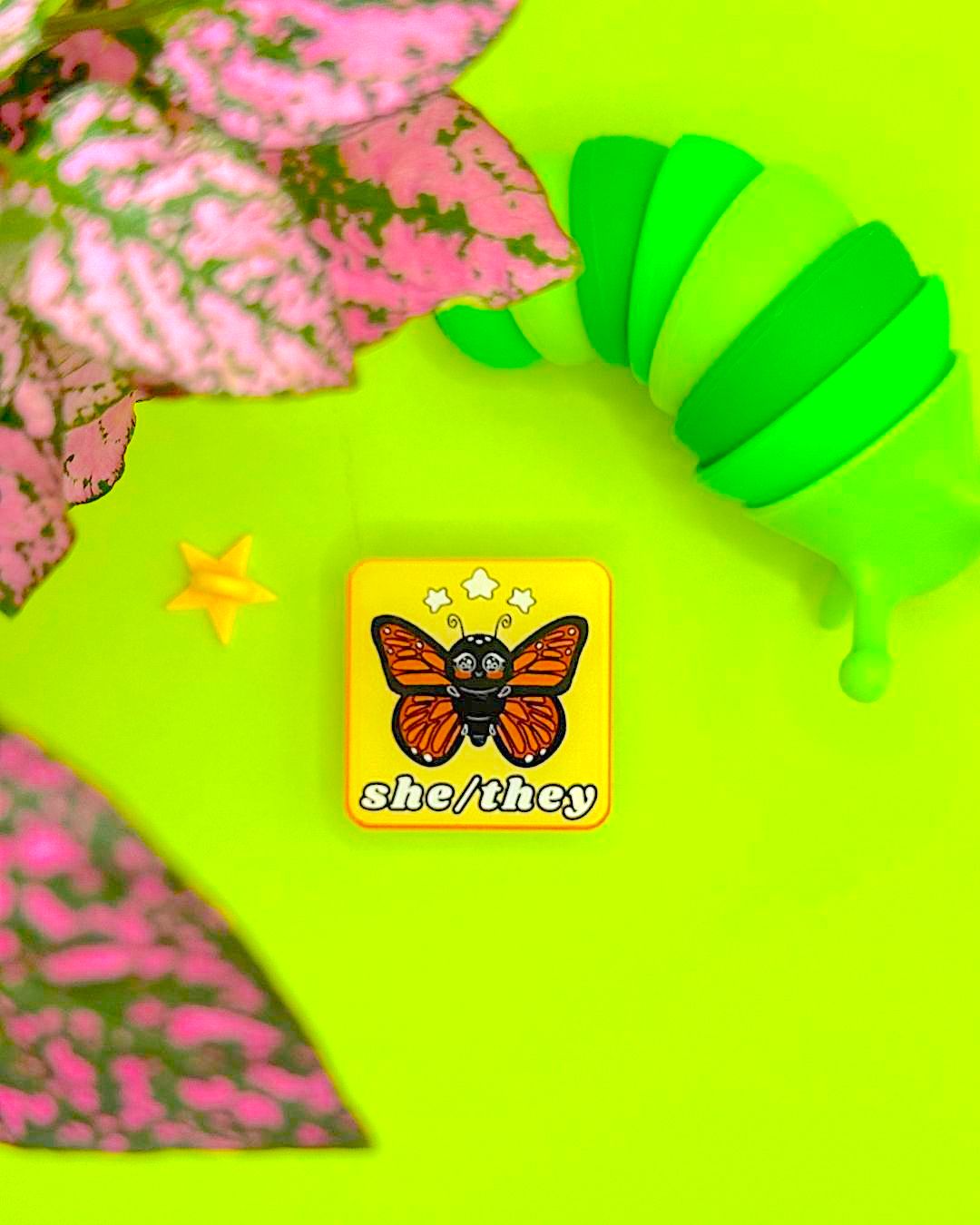Bug Acrylic Pronoun Pins