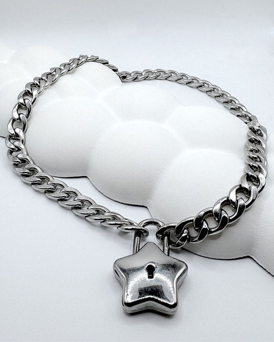 Silver Star Lock & Key Chains