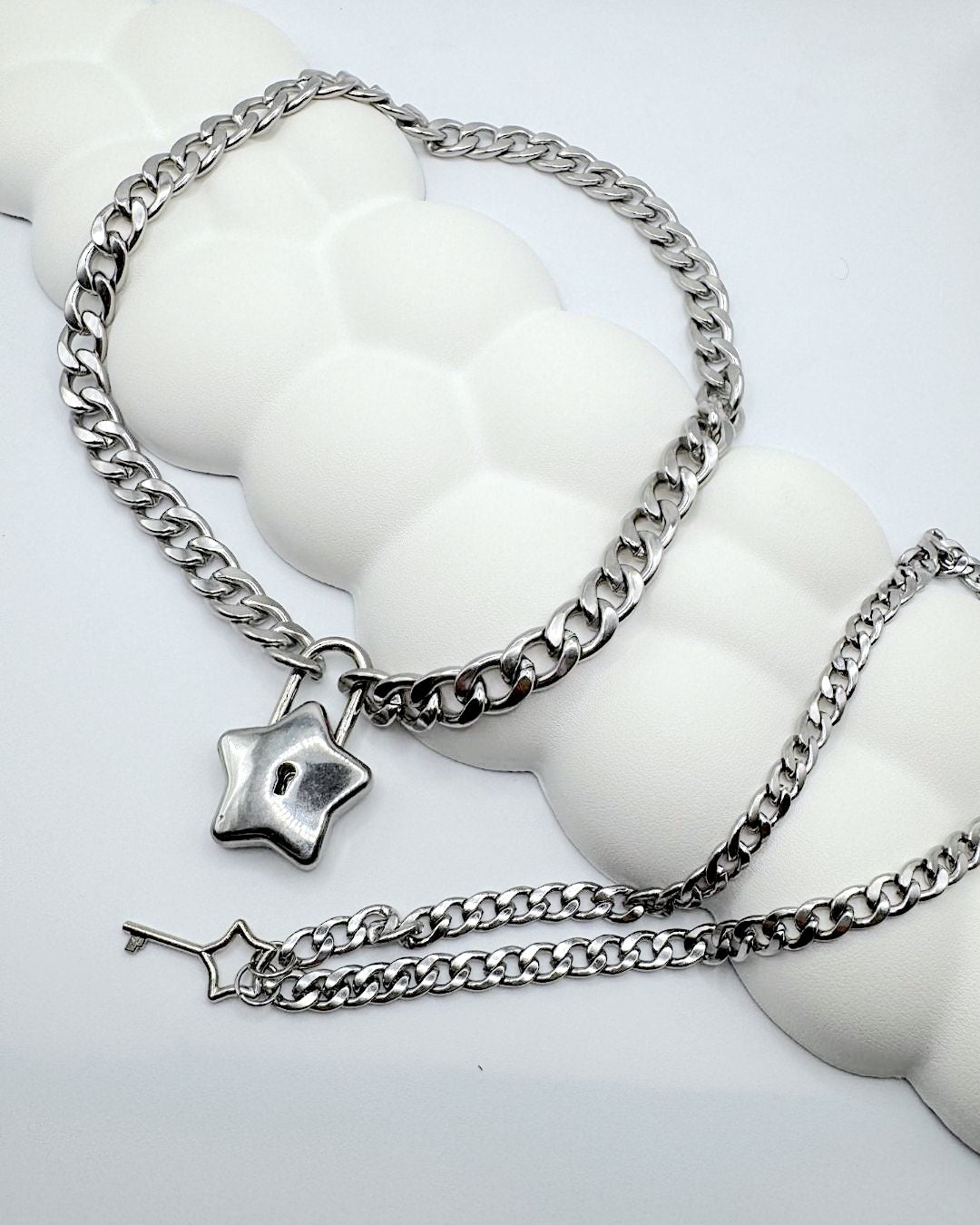 Silver Star Lock & Key Chains