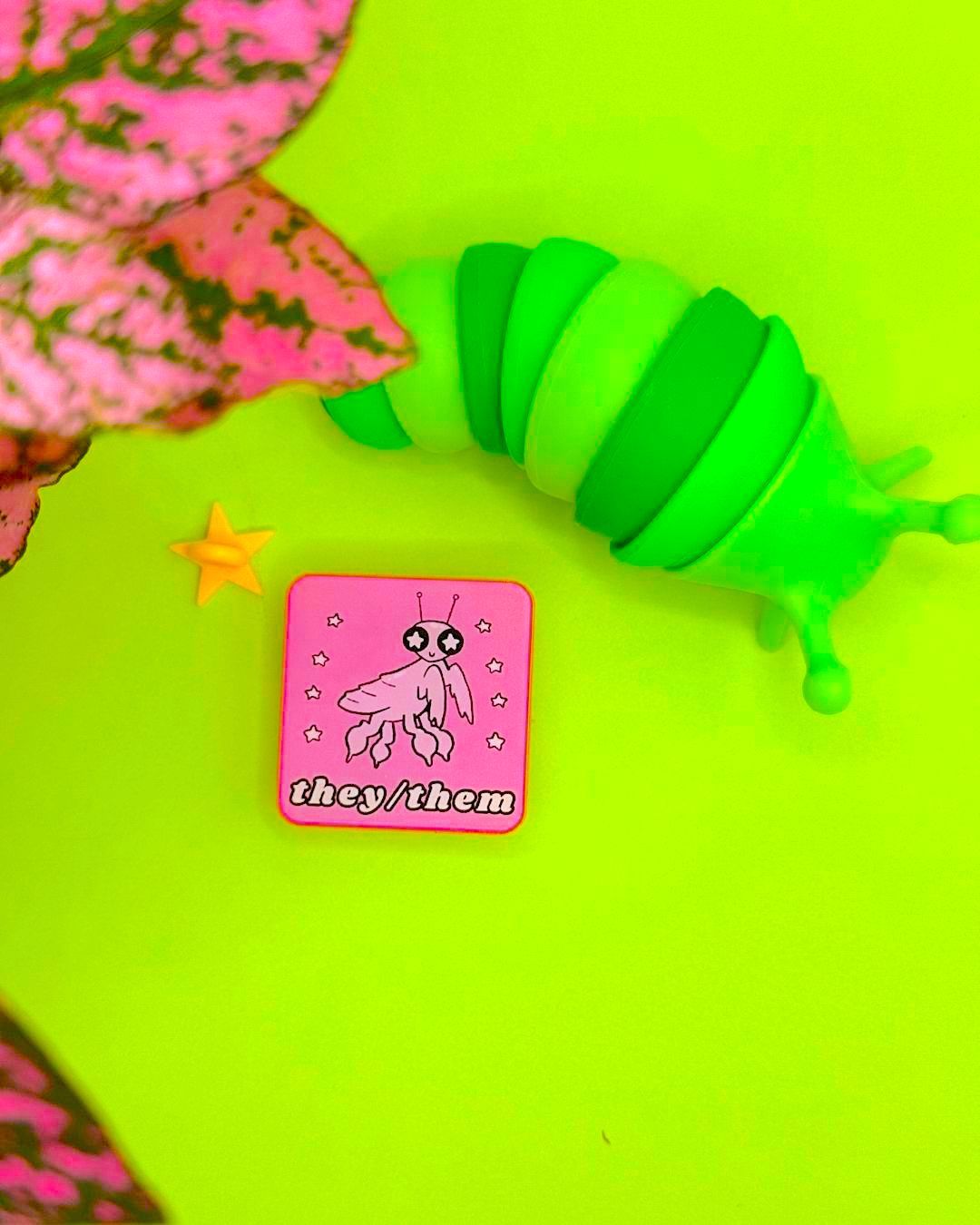 Bug Acrylic Pronoun Pins
