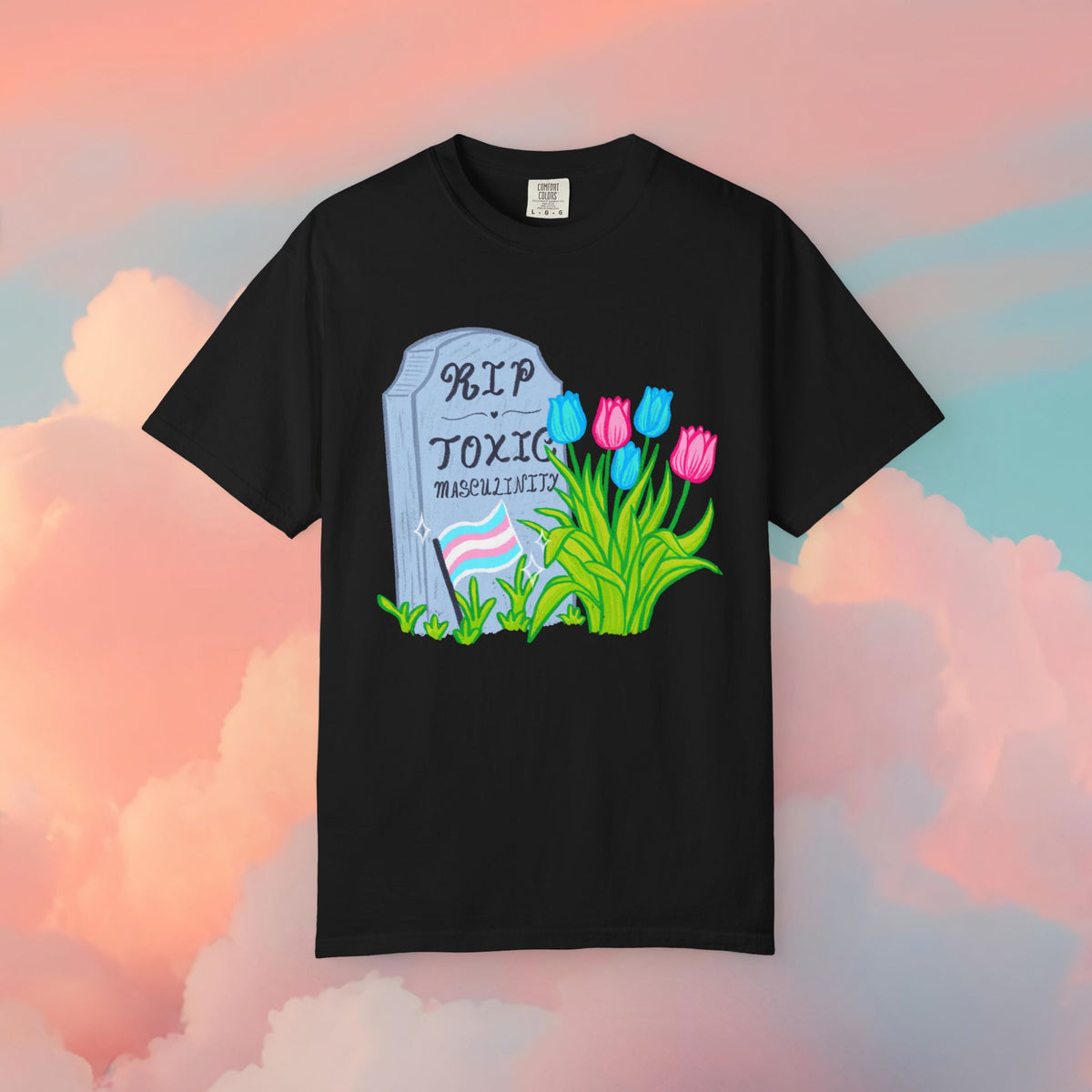 "R.I.P Toxic Masculinity" Trans Pride Graveyard Tee