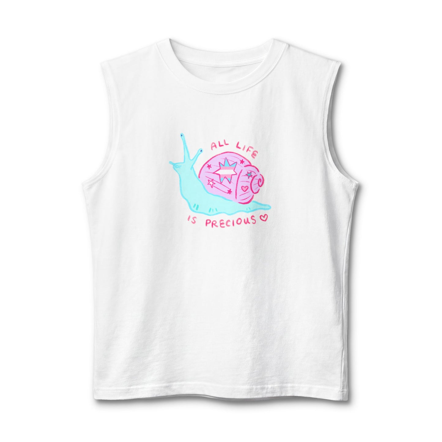 "All Life is Precious" Trans Snail Muscle Tank