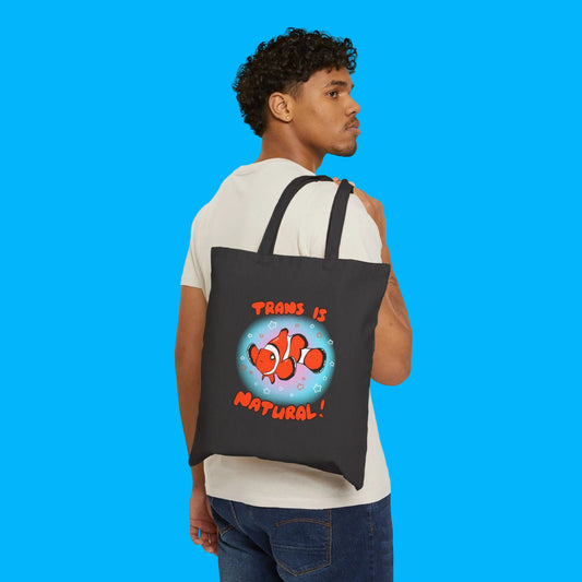 "Trans is Natural" Clownfish Colorful Ocean LGBTQ+ Canvas Tote Bag