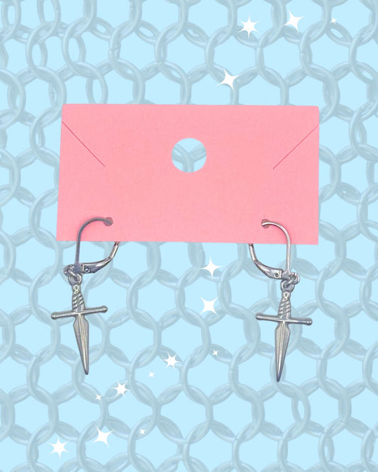 Stainless Steel Tiny Sword Earrings
