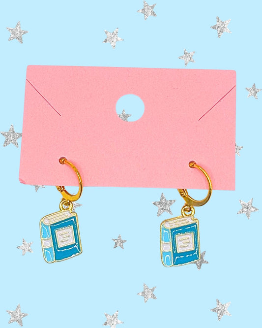 Gold Plated Book Charm Earrings