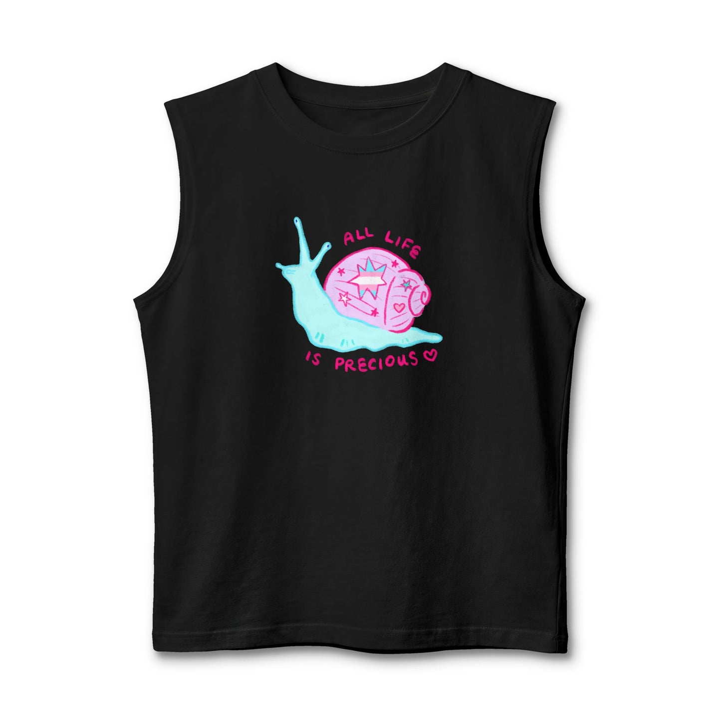 "All Life is Precious" Trans Snail Muscle Tank