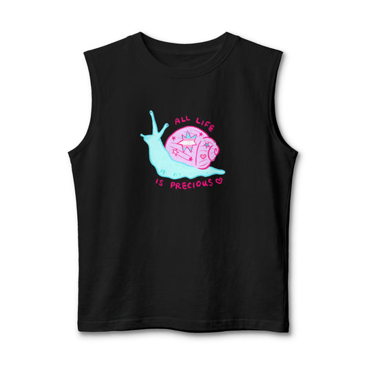 "All Life is Precious" Trans Snail Muscle Tank