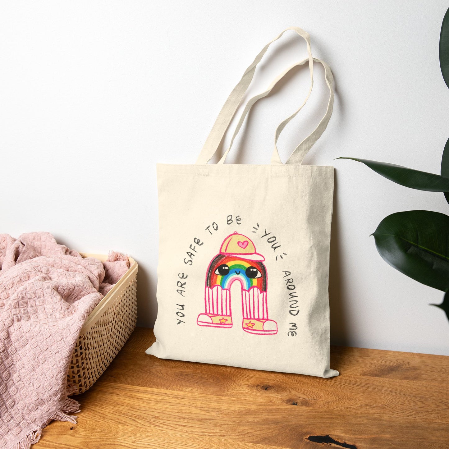 "You Are Safe to be You Around Me" Queer LGBTQ+ Ally Tote Bag