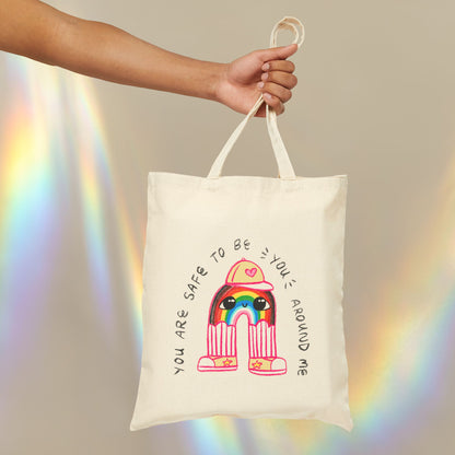 "You Are Safe to be You Around Me" Queer LGBTQ+ Ally Tote Bag