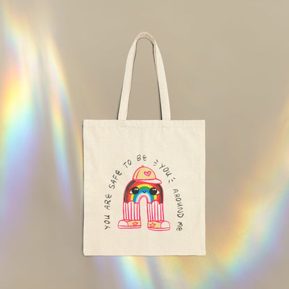 "You Are Safe to be You Around Me" Queer LGBTQ+ Ally Tote Bag