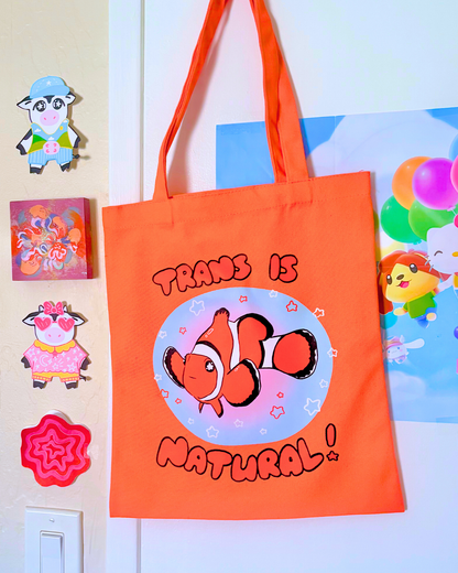 "Trans is Natural" Clownfish Canvas Tote Bag