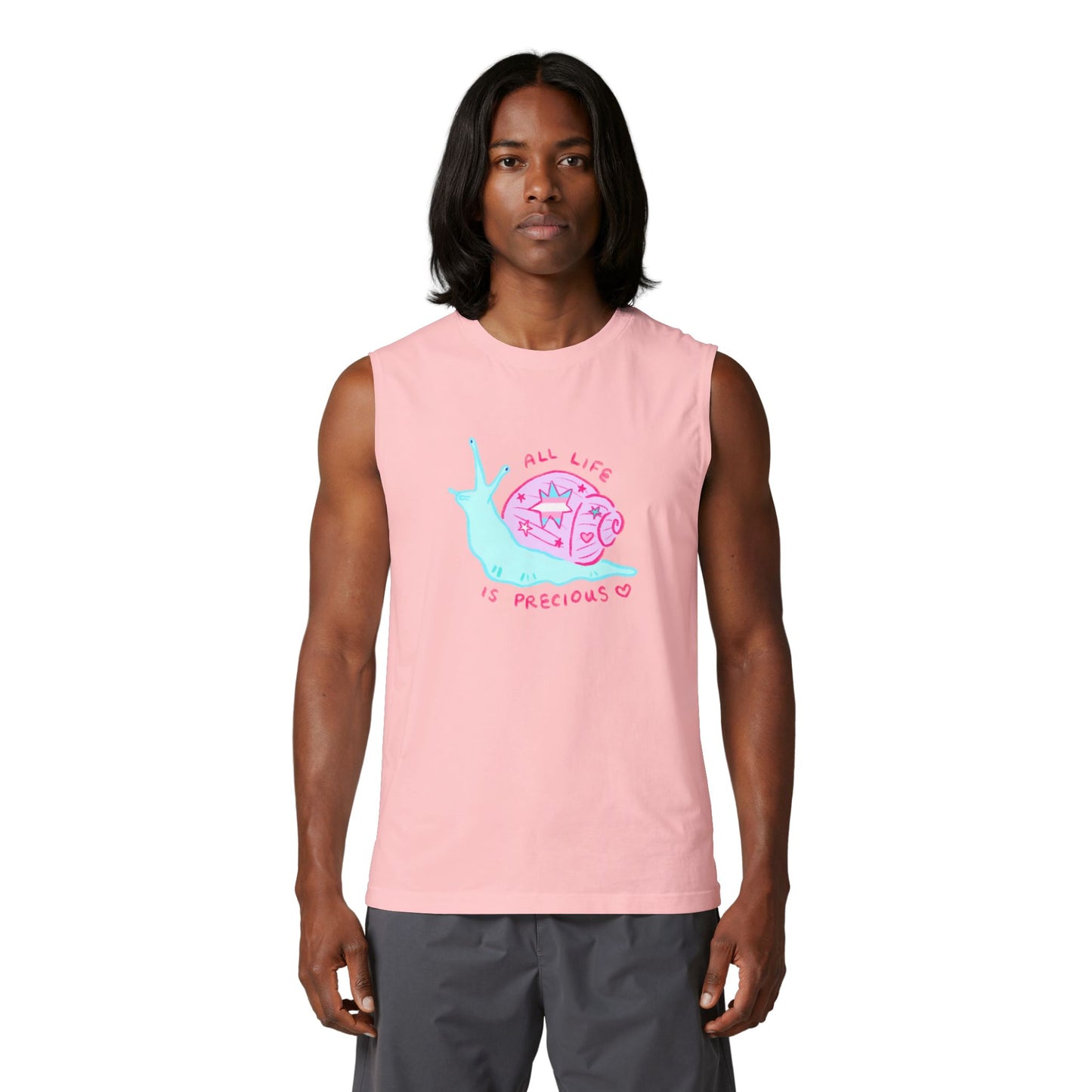 "All Life is Precious" Trans Snail Muscle Tank