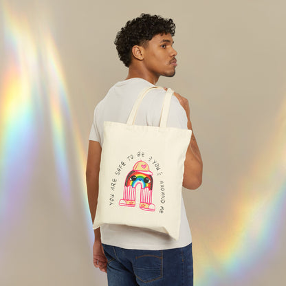 "You Are Safe to be You Around Me" Queer LGBTQ+ Ally Tote Bag