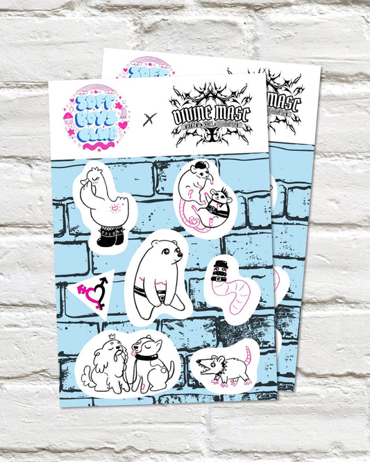 Divine Masc x SoftBoysClub Trans-masculine Leather Cute Animal Sticker Sheet