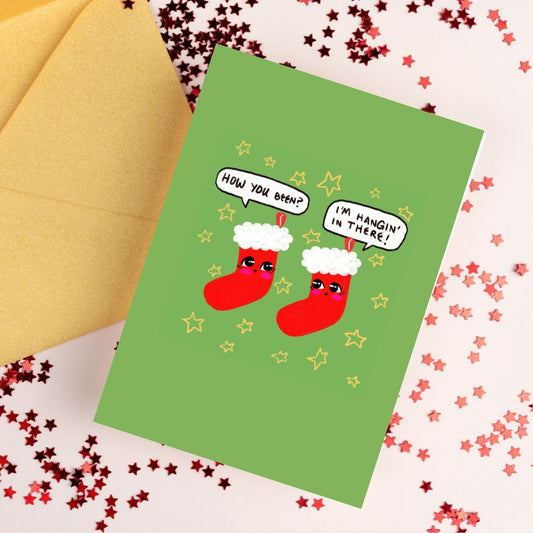 Funny Stocking Christmas Greeting Card