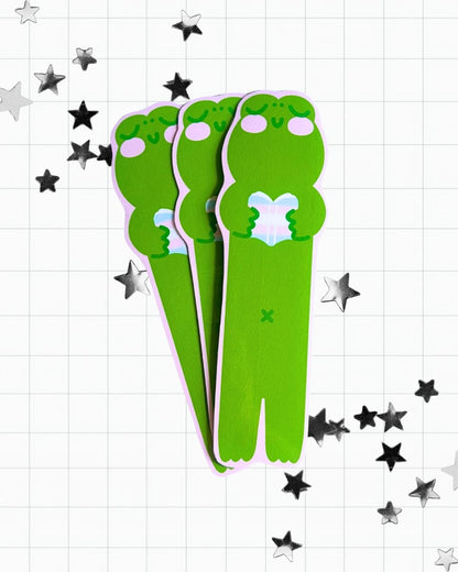 Trans Pride Reading Frog Bookmark