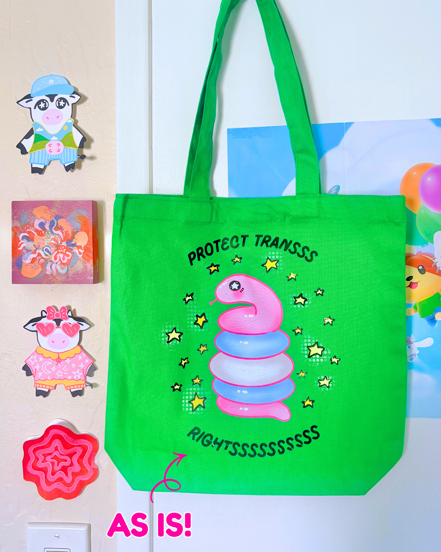 "Protect Trans Rightsss" Snake Canvas Tote Bag