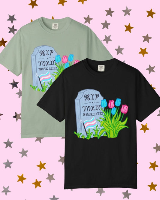 "R.I.P Toxic Masculinity" Trans Pride Graveyard Tee