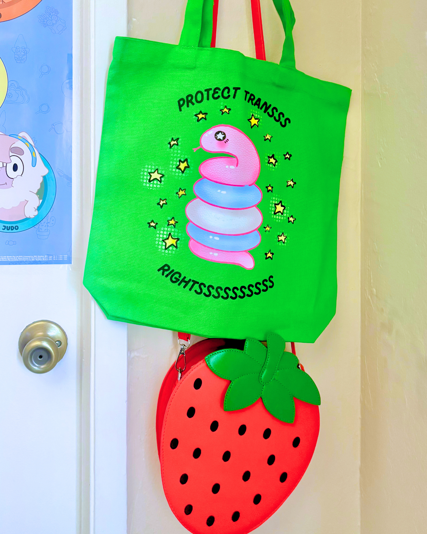 "Protect Trans Rightsss" Snake Canvas Tote Bag