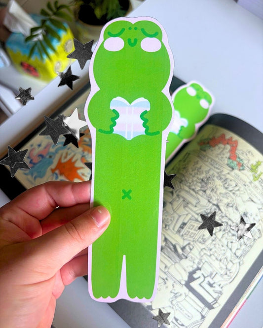 Trans Pride Reading Frog Bookmark