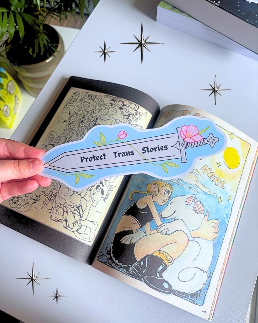 "Protect Trans Stories" Sword Bookmark