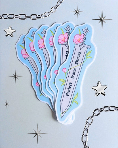 "Protect Trans Stories" Sword Bookmark