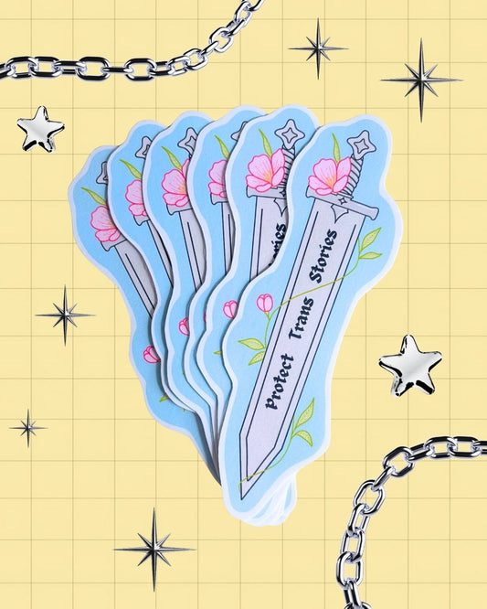 "Protect Trans Stories" Sword Bookmark