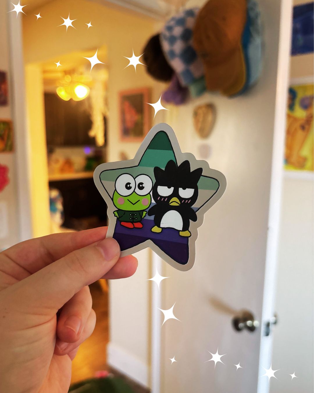 Keroppi & Badtz-Maru Sanrio MLM Gay Flag Reflective Star Sticker