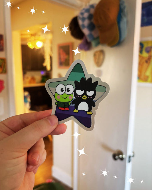 Keroppi & Badtz-Maru Sanrio MLM Gay Flag Reflective Star Sticker