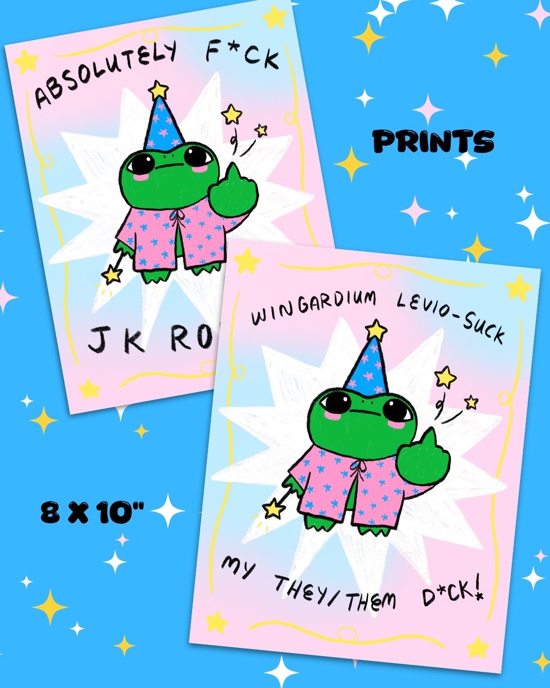 F*ck JK Rowling Anti Harry Potter Pro Trans Frog Wizard 8x10" Art Print