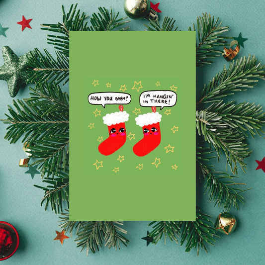 Funny Stocking Christmas Greeting Card