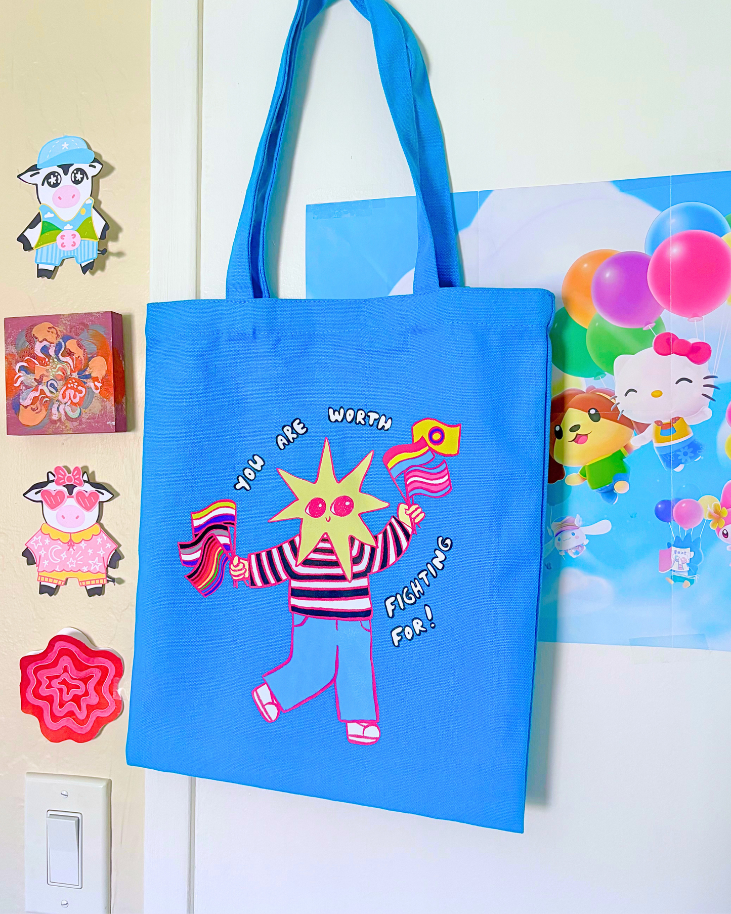 "You Are Worth Fighting For" LGBTQ+ Pride Canvas Tote Bag