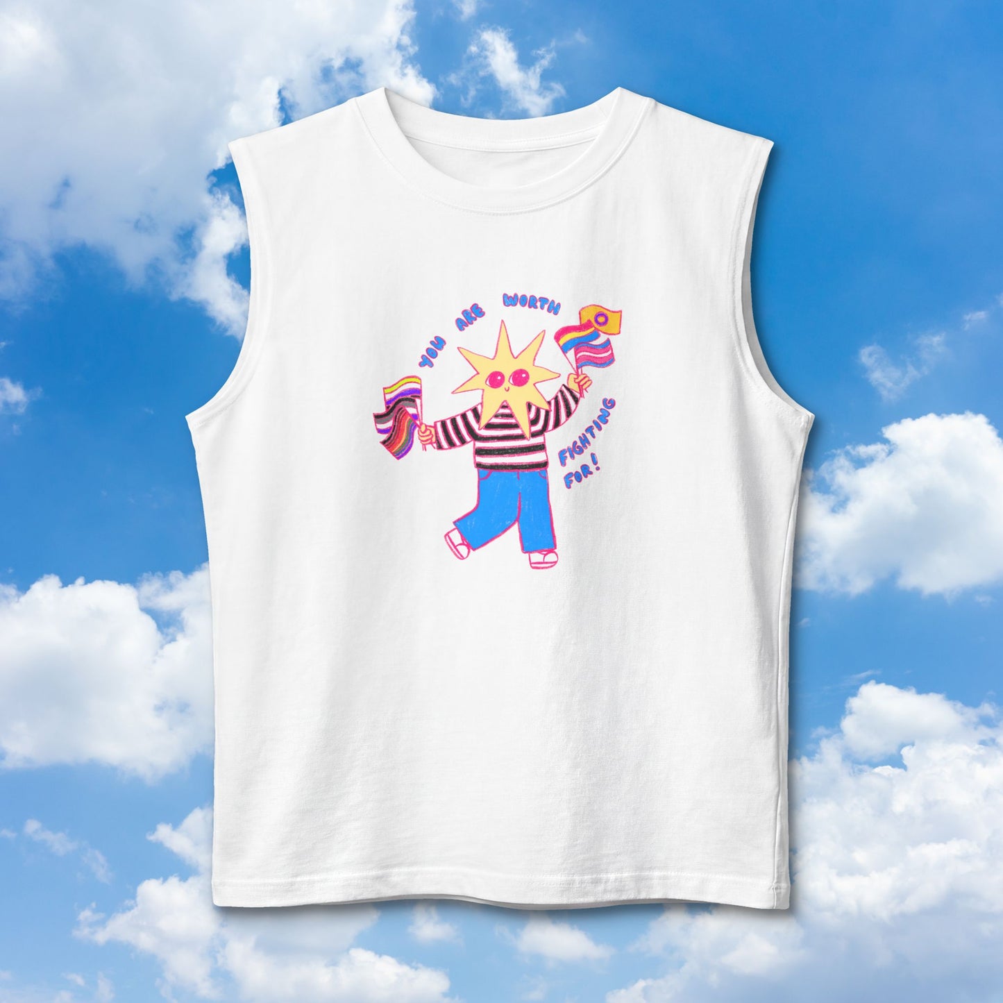 "You Are Worth Fighting For!" LGBTQIA+ Pride Ally Muscle Tank