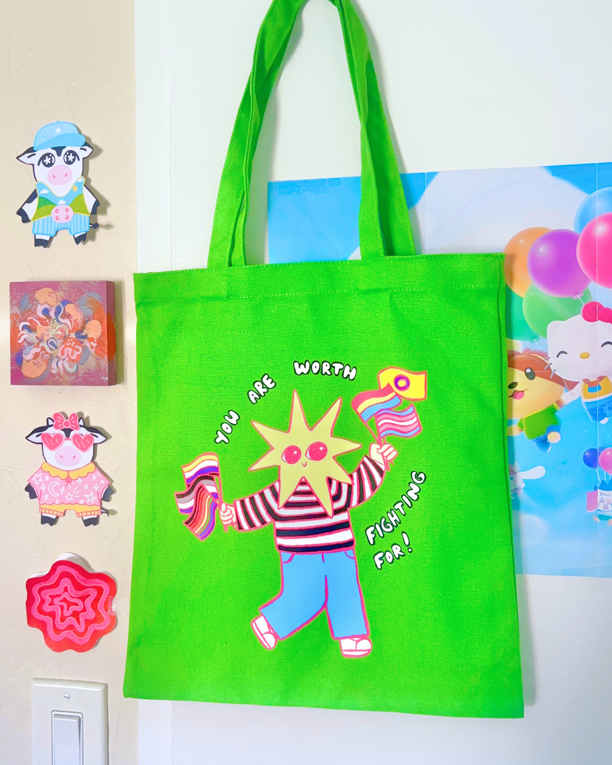 "You Are Worth Fighting For" LGBTQ+ Pride Canvas Tote Bag