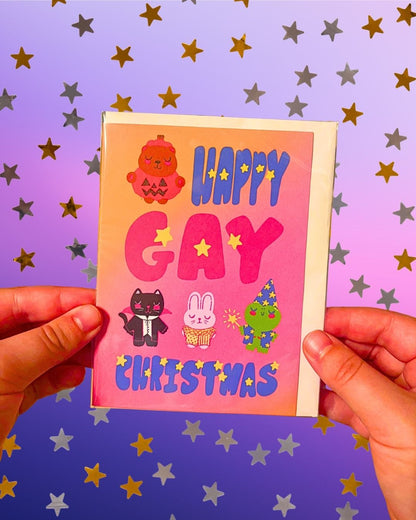 "Happy Gay Christmas" Spooky Cute Halloween Greeting Card