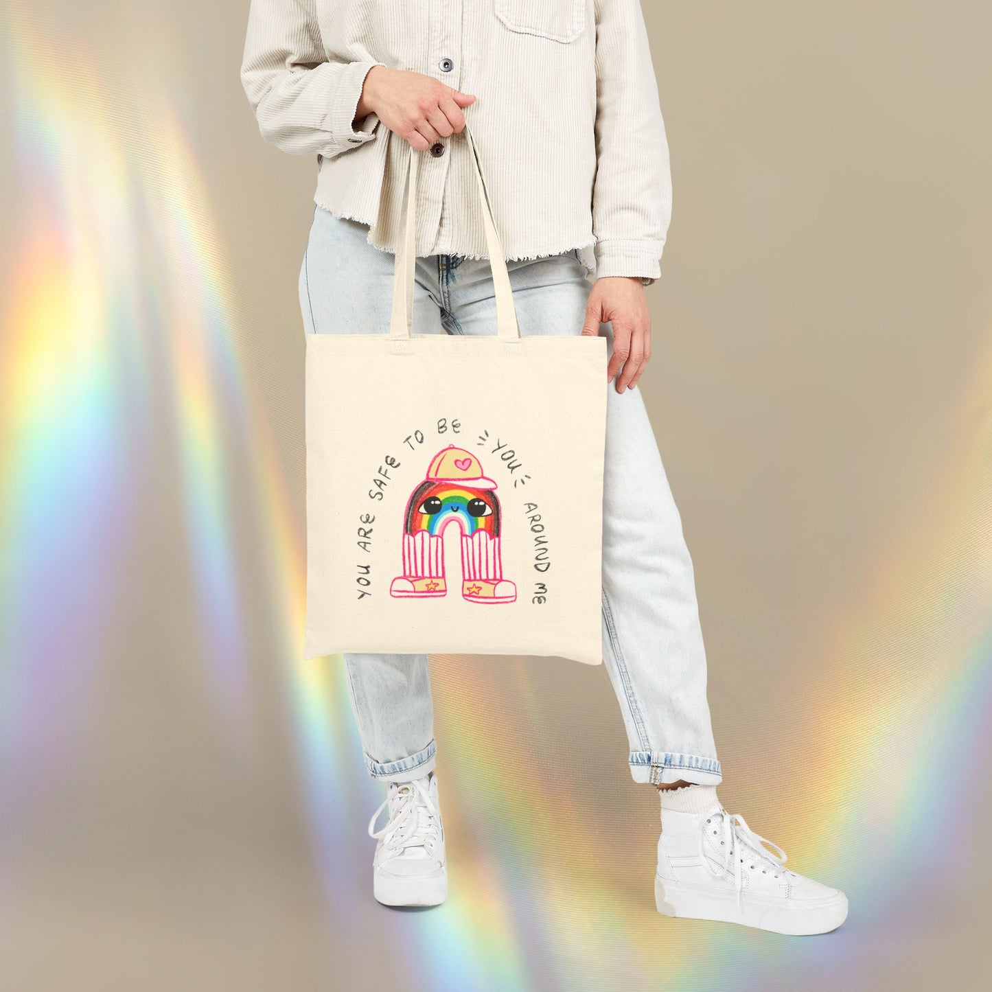"You Are Safe to be You Around Me" Queer LGBTQ+ Ally Tote Bag