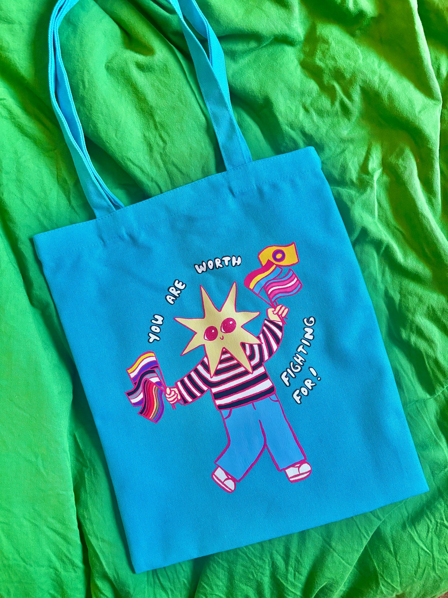 "You Are Worth Fighting For" LGBTQ+ Pride Canvas Tote Bag