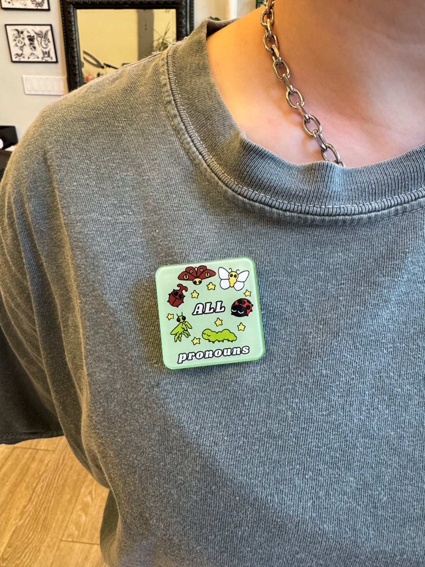 Bug Acrylic Pronoun Pins