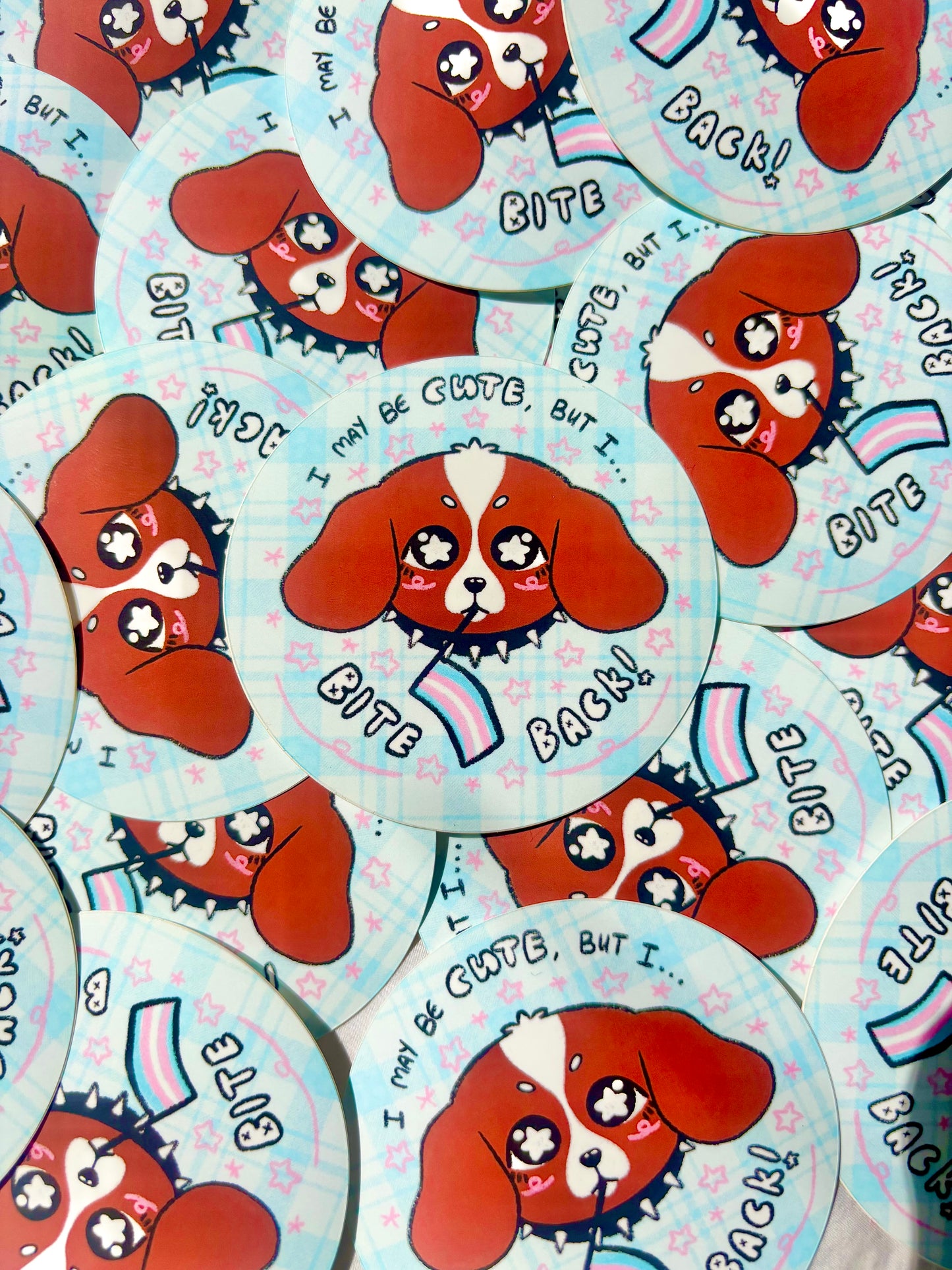 "I Bite Back!" Trans Dog Sticker